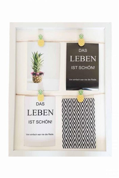 Galerierahmen 4 Fotos 10x15 Clip-Leiste Ananas/Kaktus Fotogalerie 41x31 cm tawo Ananas