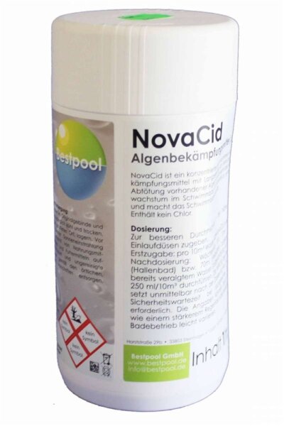 Best NovaCid Algenbekämpfungsmittel schaumfrei,chlorfrei 1 Liter Bestpool 140501 BIOZID