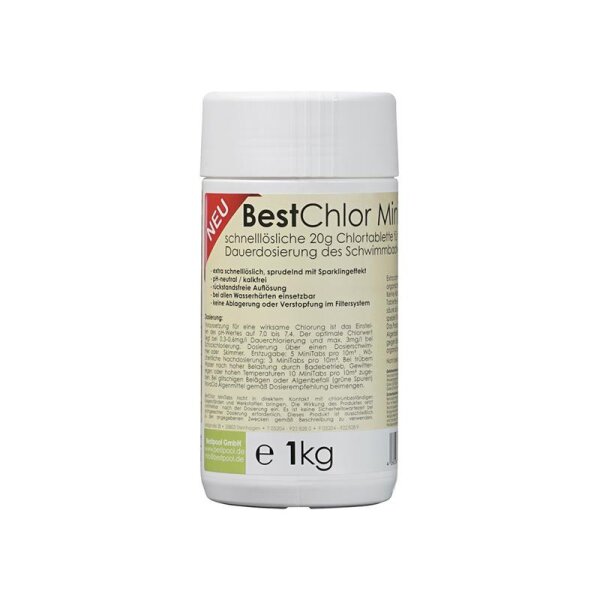 BestChlor MiniTabs 56% Aktivchlorgehalt 20g Tablette 1kg Dose Bestpool 123701 BIOZID