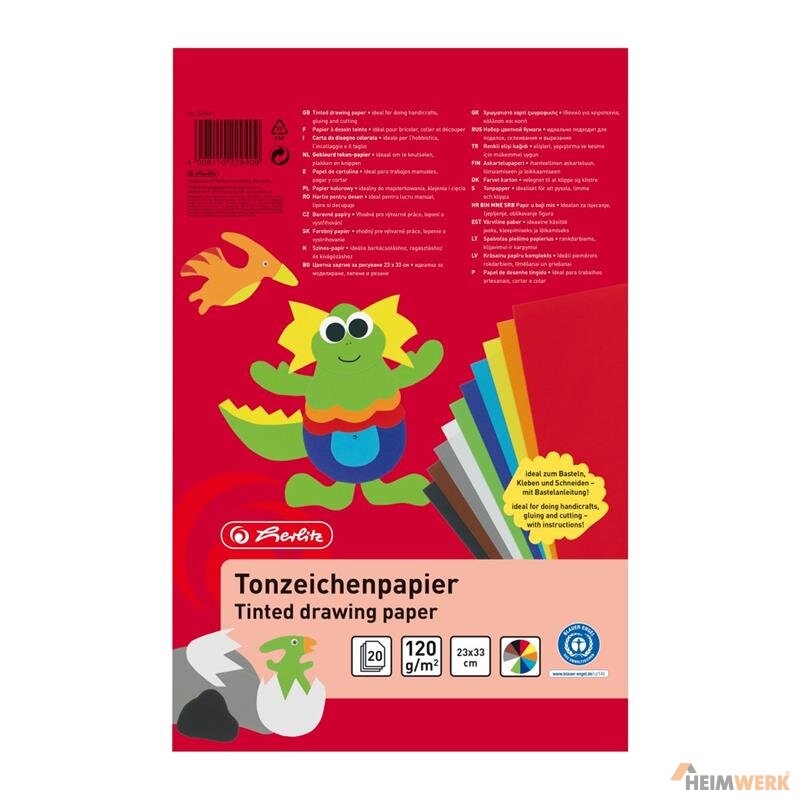 Tonzeichenpapier DIN A4 – 20 Blatt In 10 Farben (je 2x), Für Kreatives Gestalten