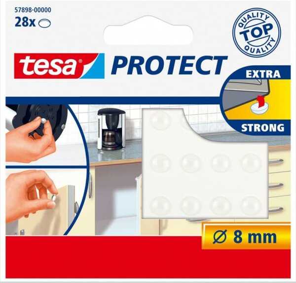 tesa Protect Rutsch-/Lärmstopper 28 Stück Ø8mm transparent