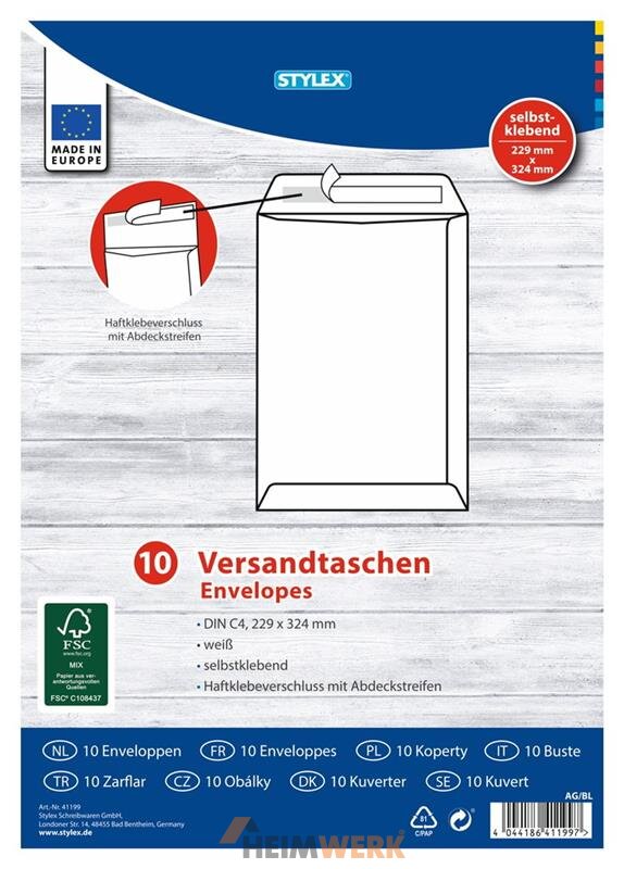 Herlitz Versandtaschen C4 Braun - 100 Stück Recyclingpapier