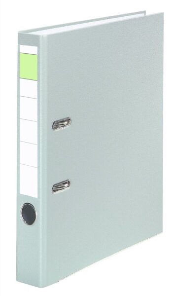 Ordner grau wolkenmarmor S50, mit Einsteckschild, grüner Balken PP