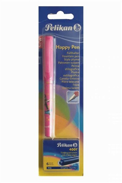 PELIKAN Happy Pen Füllhalter Füller Jugendfüller M pink/blau/rot 930347 08600029-008