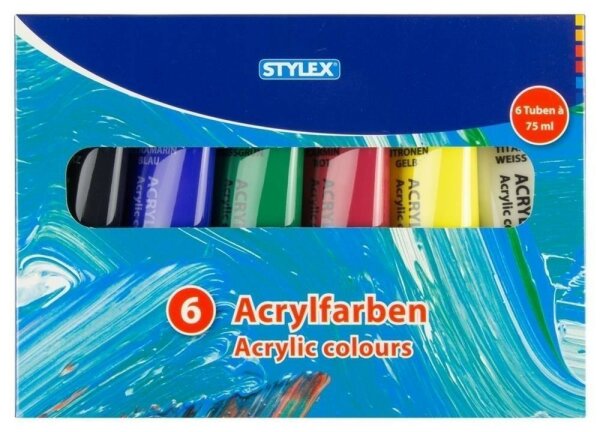 Acrylfarben 6 Tuben á 75ml Standard Farben matt