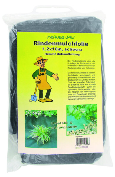 Rindenmulchfolie 1,2x10m schwarz, 30g/m²