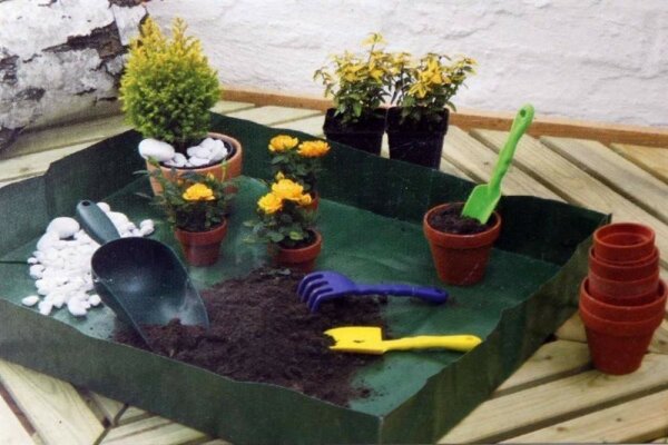 Pflanzset 5 Teile ideal auch für Kinder Gartengeräte + Pflanzunterlage Garten