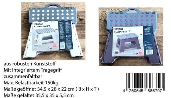 Klapptritt faltbar 34,5x28x22cm bis 150kg