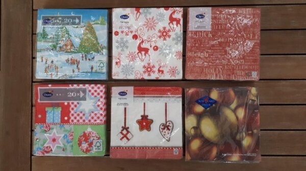 Servietten 16/20er 33x33 Duni 3lg. versch.Motive