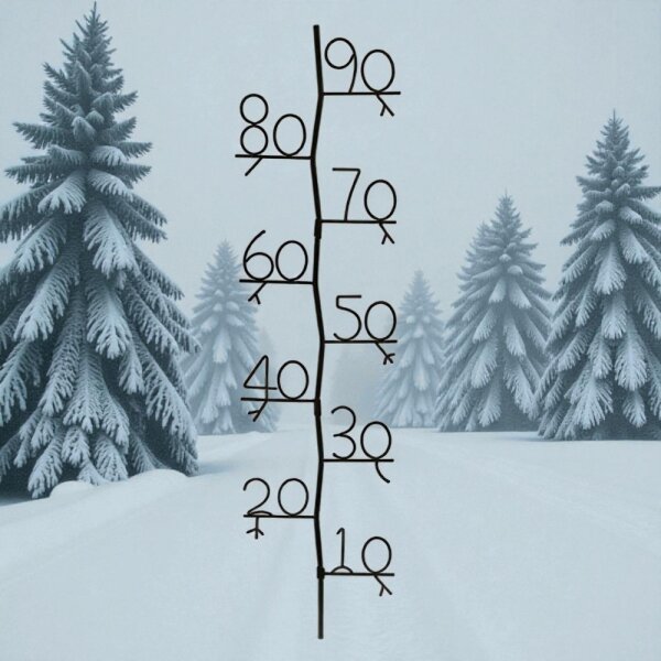 Schneehöhenmesser/Schneemessstab Metall 120cm mit Erdspieß & Skala bis 90cm