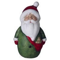 Santa-Figur/Weihnachtsmann aus Keramik 14cm, Grün PA...