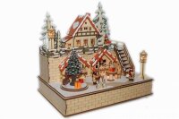 Weihnachtsstadt mit Spieluhr LED-Beleuchtung 30x21x29,5cm Erzgebirge HGD CLH25-8659