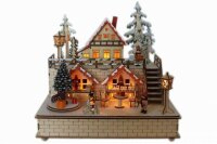 Weihnachtsstadt mit Spieluhr LED-Beleuchtung 30x21x29,5cm Erzgebirge HGD CLH25-8659