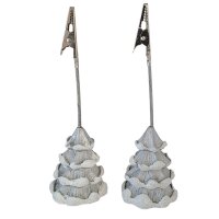 Kartenhalter Tannenbaum 2er H=11cm silber/weiß
