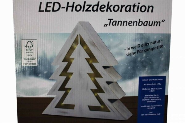 LED-Stern oder Tannenbaum 3D Fensterdeko 35cm braun/weiss zufällige Auswahl