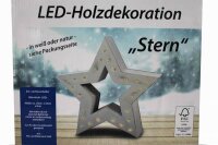 LED-Holzstern/Tannenbaum 3D Fensterdeko 35 cm braun/weiss