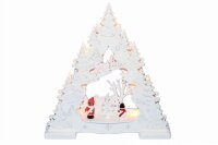 LED-Lichterbogen "Kind und Schneemann" Schwibbogen 26x27,5cm Holz weiss Erzgebirge HGD CLB02-1002