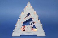 LED-Lichterbogen "Kind und Schneemann" Schwibbogen 26x27,5cm Holz weiss Erzgebirge HGD CLB02-1002