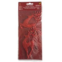 Glitzer Rentiere 2er  rot/silber 15cm Dekoration...