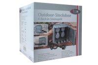 Outdoor-Steckdose 4-fach STEIN 20,5x21x19cm Kunststoff in grauer Natursteinoptik 103222