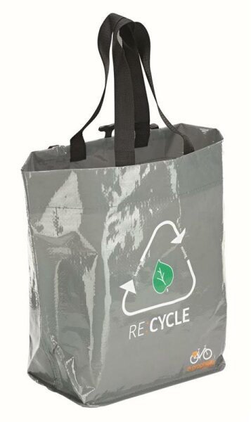 Einkaufstasche 100% recyclebar, bis zu 5 kg, Gepäckträgermontage, faltbar, grau