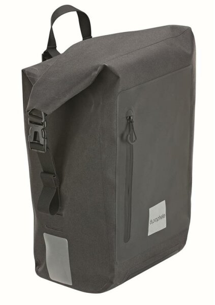Seitenpacktasche Outdoor 100% wasserdicht, reflektierende Elemente, 20 Liter, Farbe: schwarz