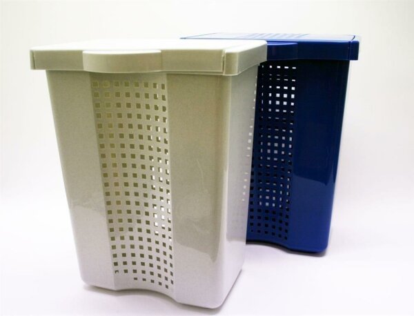 Wäschebox 60 Liter mit Klappdeckel blau oder grau