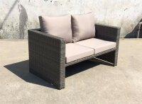 Sofa-Set FERNANDO 4-tlg. Alu/Kunststoffgeflecht inkl. Auflagen Bank+Tisch+2 Hocker