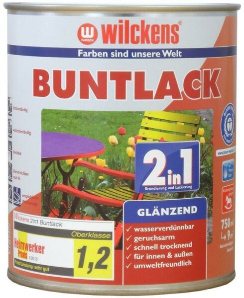 Wilckens Buntlack 2in1 glänzend RAL 1021 Rapsgelb 0,75 Liter