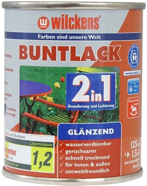 Wilckens Buntlack 2in1 glänzend RAL 3000 Feuerrot 0,125 Liter