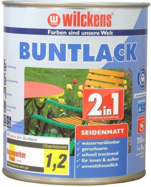 Wilckens Buntlack 2in1 seidenmatt RAL 3000 Feuerrot  0,75 Liter