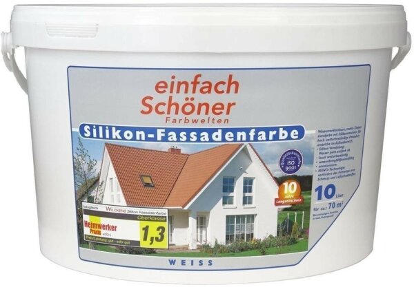 einfach Schöner Silikon-Fassadenfarbe Weiß matt 10 Liter