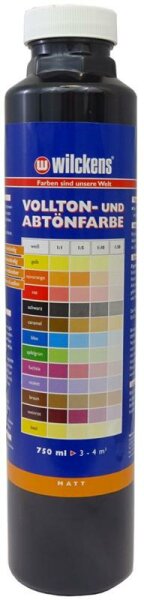 Vollton-&Abtönfarbe Schwarz matt 0,75 Liter Wilckens