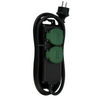 Steckdosenleiste IP44 2-fach 1,4m schwarz-grün
