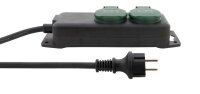Steckdosenleiste IP44 2-fach 1,4m schwarz-grün