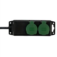 Steckdosenleiste IP44 2-fach 1,4m schwarz-grün