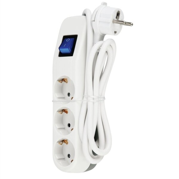 Steckdosenleiste ICE 3-fach mit Schalter weiß-grau