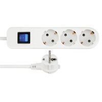 Steckdosenleiste ICE 3-fach mit Schalter weiß-grau