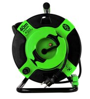 Kabeltrommel/Gerätetrommel 4-fach 40m IP44 H05RR-F 3G1,5 schwarz-grün
