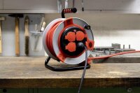 Kabeltrommel 4-fach 25m Stahlblech PROFI IP44  H07RN-F 3G1,5 stahl-rot