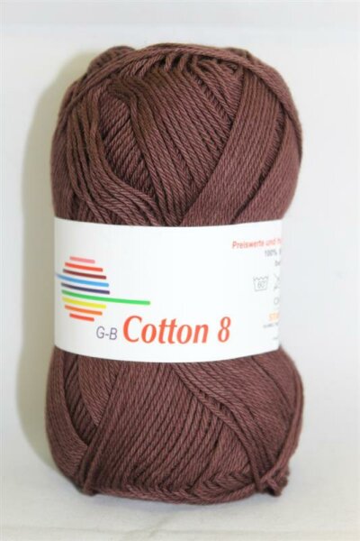 Wolle Cotton 8 dunkelbraun 100% Baumwolle 50g 170m Farbe 1880