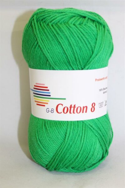 Wolle Cotton 8 grün 100% Baumwolle 50g 170m Farbe 1451