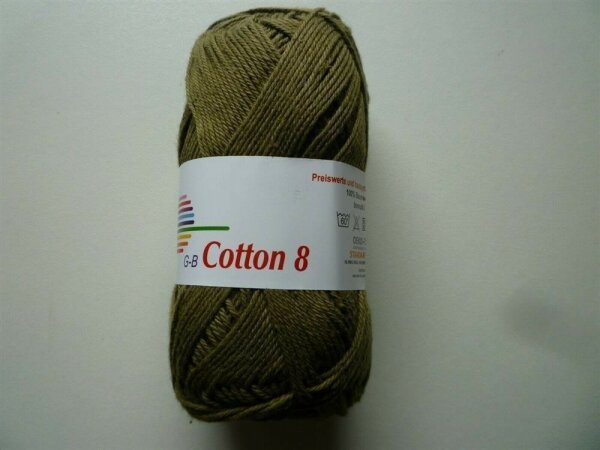 Wolle Cotton 8 oliv 100% Baumwolle 50g 170m Farbe 1424