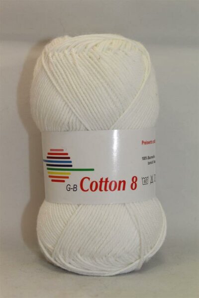 Wolle Cotton 8 weiß 100% Baumwolle 50g 170m Farbe 1010