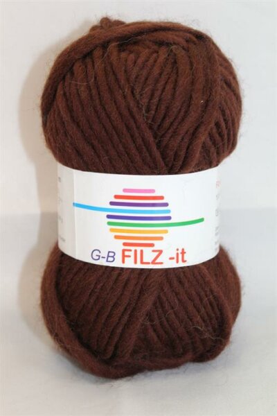 Wolle Filz-it dunkelbraun 100% Wolle 50g 50m Farbe 13