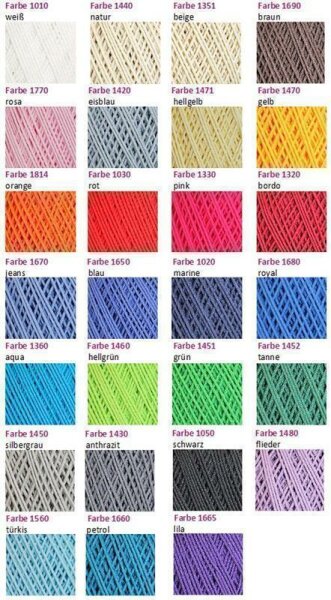 Wolle Hanna Cable pink 100% Baumwolle 50g 175m Farbe 1330