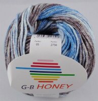 Wolle Honey blau-grau-meliert 60% Baumwolle+40% Polyacryl 50g 130m Farbe 05