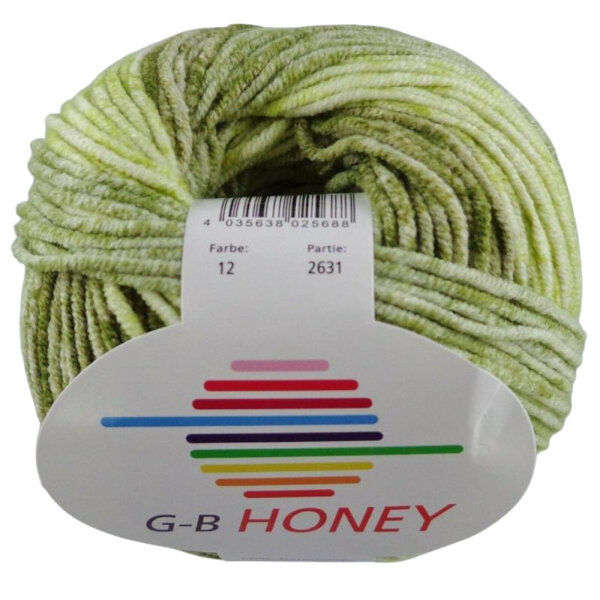 Wolle Honey hellgrün-lemon-khaki Farbe 12
