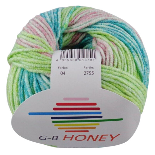 Wolle Honey hellgrün-rosa meliert Farbe 04