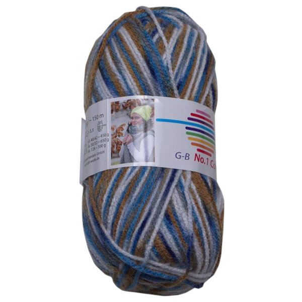 Wolle No.1 color blau-natur-khaki Farbe 109